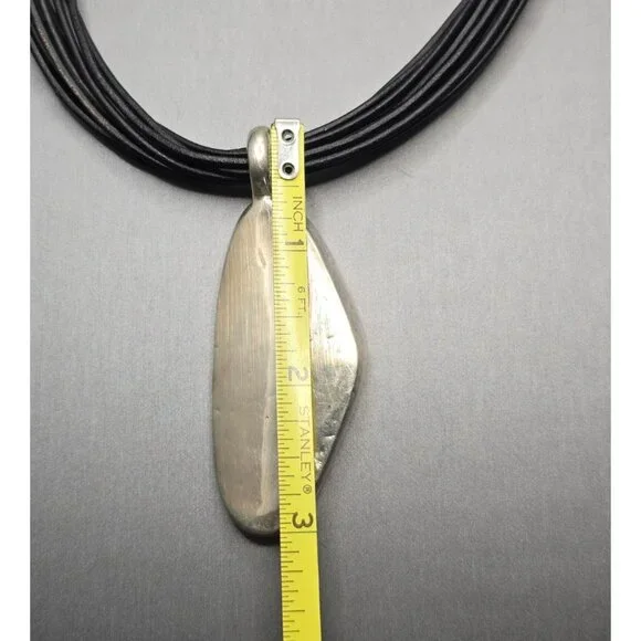 Sterling Silver Simon Sebbag SSD Pendant Choker Necklace 12" Black Leather Cord - Picture 6 of 9